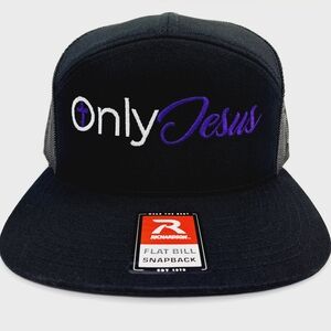 Only Jesus Richardson 7 panel Flat Bill Trucker Mesh Snapback Embroidered